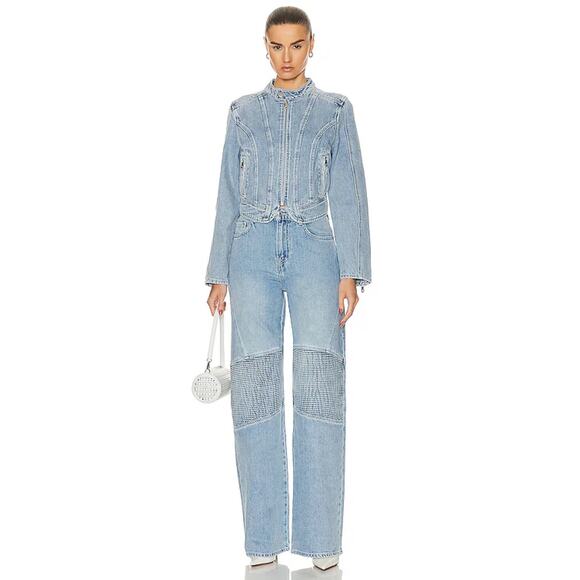 NWT GRLFRND Ash Racer Denim Jacket Angeles CrestLarge Moto - Picture 2 of 13